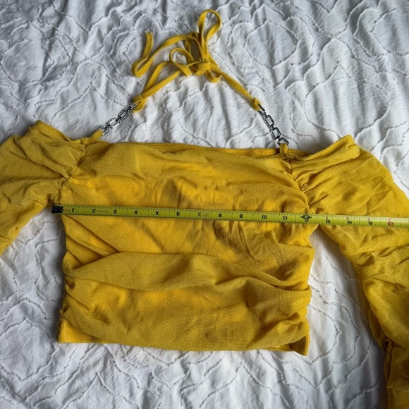 Shein Yellow Long Sleeves Knit and Mesh Sparkle Rhinestone Halter Bundle - Picture 8 of 9